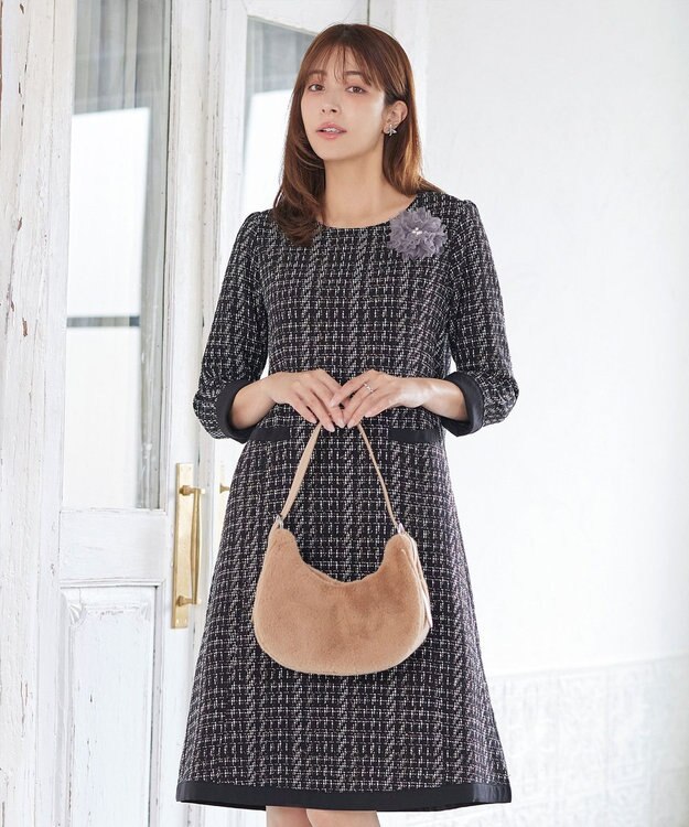 Tiaclasse チュールフラワーコサージュ パープルグレー