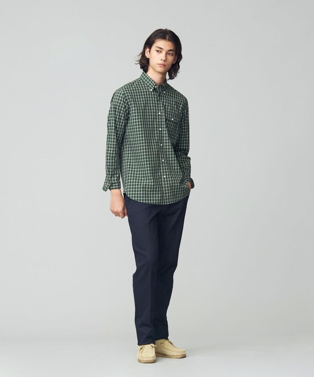 J.PRESS MEN ドビー マルチチェック シャツ グリーン系3