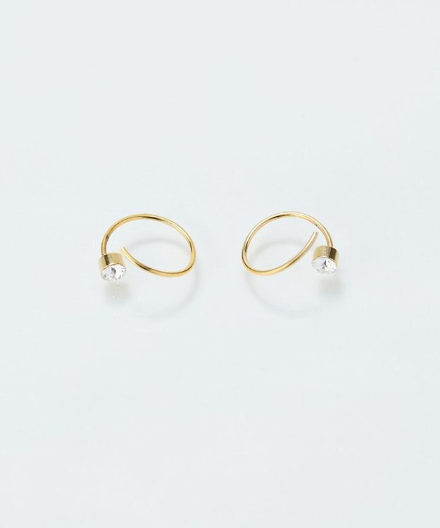 Phoebe 【金属アレルギー対応】ダブルループストーンピアス/ニッケルフリー クリア