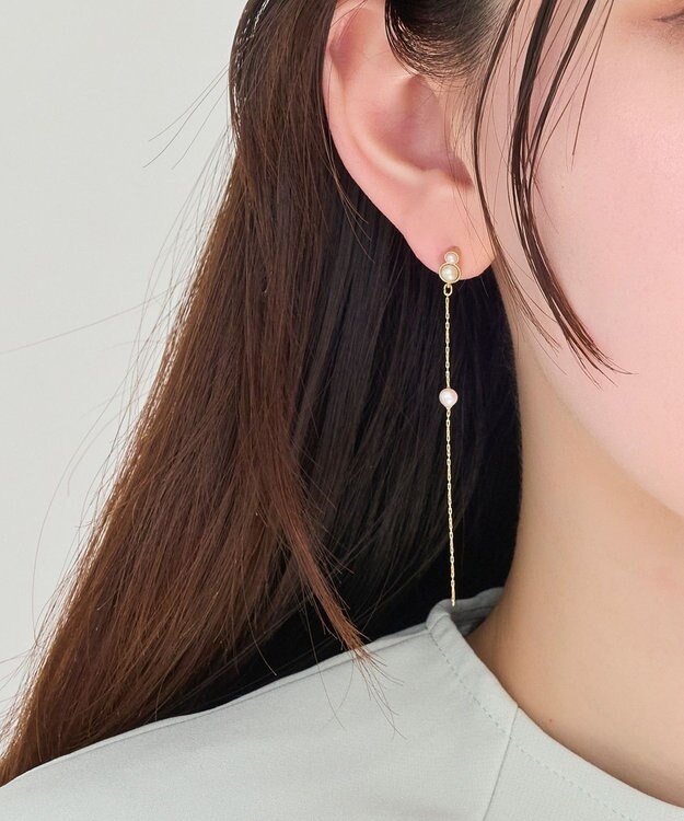 Phoebe 【痛くないシリーズ】ルミナスパールロングライトフィットイヤリング　ゴールド ゴールド