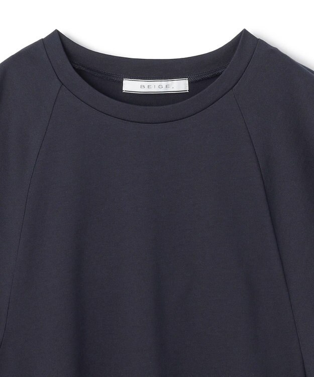 BEIGE， 【洗える】STOCK / オーガニックコットン半袖ギャザートップス Navy