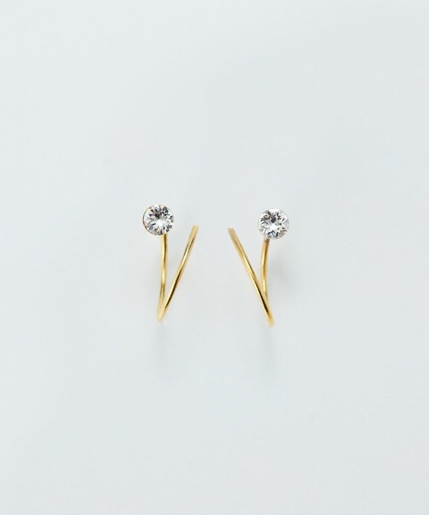 Phoebe 【金属アレルギー対応】ダブルループストーンピアス/ニッケルフリー クリア