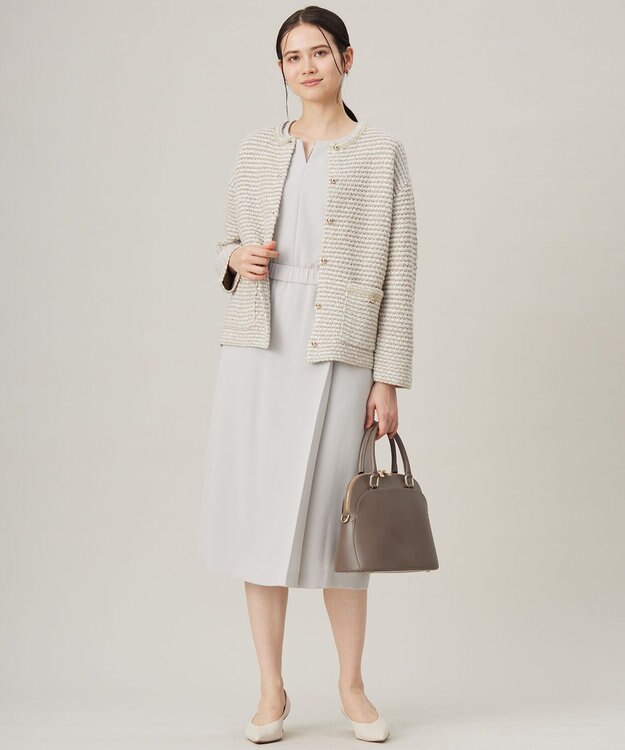 自由区 L 【セットアップ対応・洗える】トリアセダブルクロス ブラウス ライトグレー系