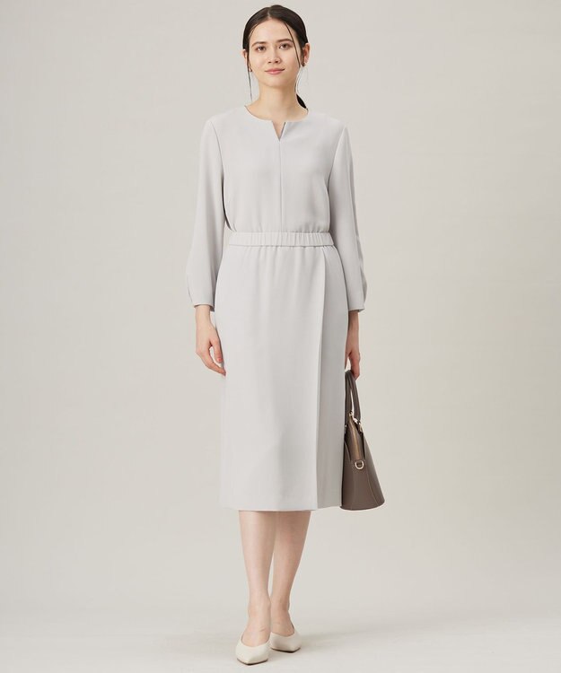 自由区 L 【セットアップ対応・洗える】トリアセダブルクロス ブラウス ライトグレー系