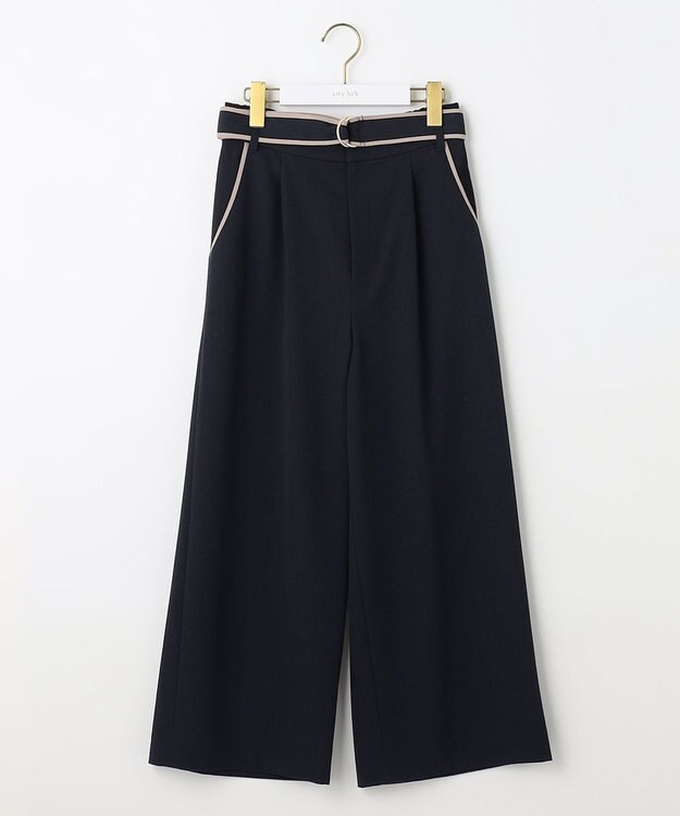 ANY SIS 【洗える】バイカラートリミングワイド パンツ ネイビー