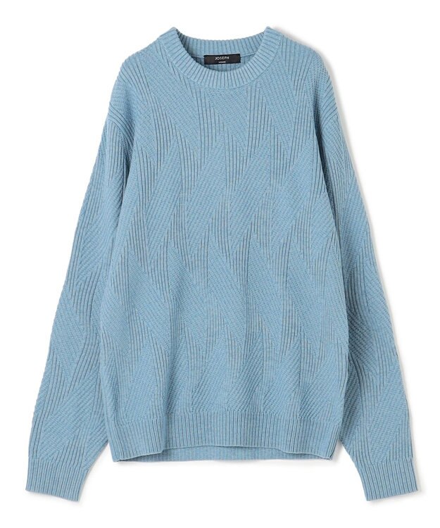 JOSEPH HOMME 新柄【洗える】シルクバルキー  クルーネックニット スカイブルー系