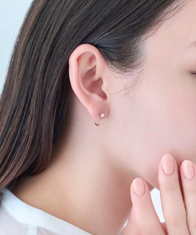 Phoebe 【金属アレルギー対応】ダブルループストーンピアス/ニッケルフリー クリア