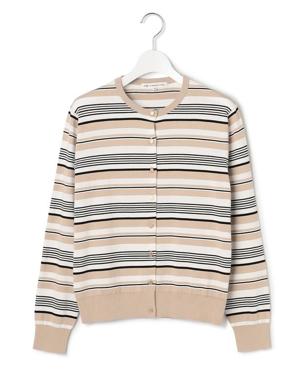 23区 【洗える】プレミアムビオコットン マルチボーダー カーディガン ブラックベース