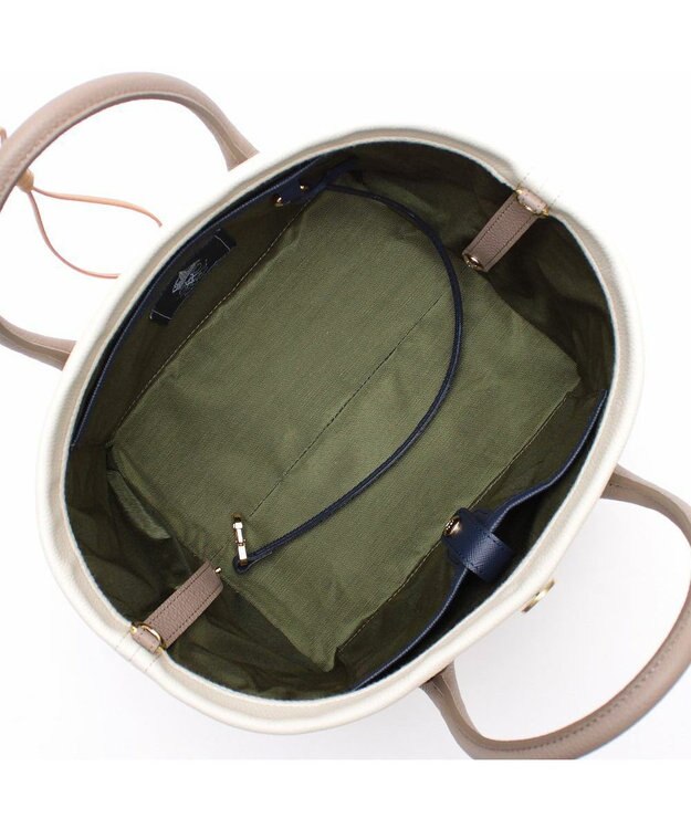 A.D.M.J. 【牛革】モーツァルト/スパニッシュレザーバイカラー金ボタントートS オフホワイト/キャラメル