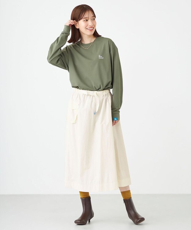 SHARE PARK LADIES 【UNISEX】吸水速乾 LMCバックプリントロングスリーブTシャツ（S・Mサイズ） オリーブ