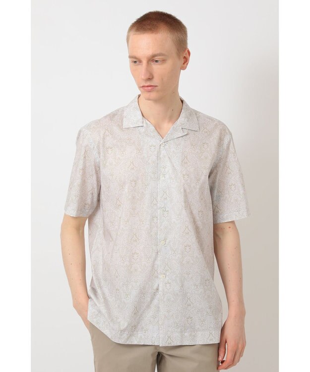 DAKS リバティプリント オープンカラーシャツ フェザーグレー