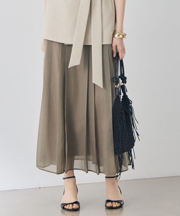 自由区 L 【カタログ掲載】オーガンジープリーツ スカート カーキ