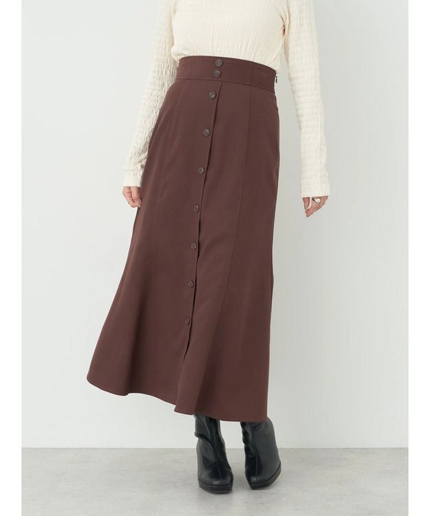 earth music&ecology フロントボタンスカート Brown