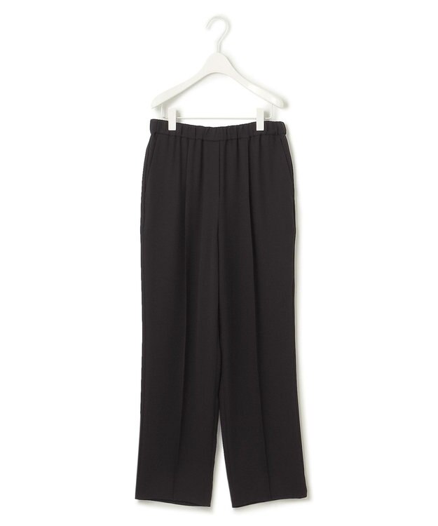 ICB L 【洗える】ライトダブルクロス ストレートパンツ ブラック系