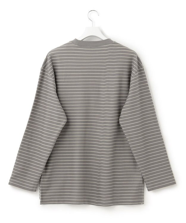 J.PRESS YORK STREET 【UNISEX】リップルボーダー Tシャツ グレー系1