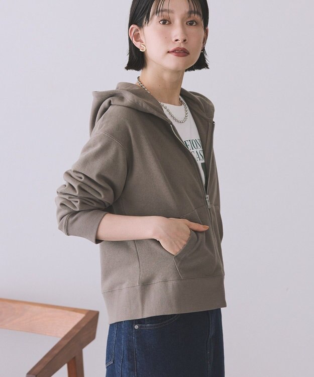 AMERICAN HOLIC スウェットZIPパーカー Gray Beige