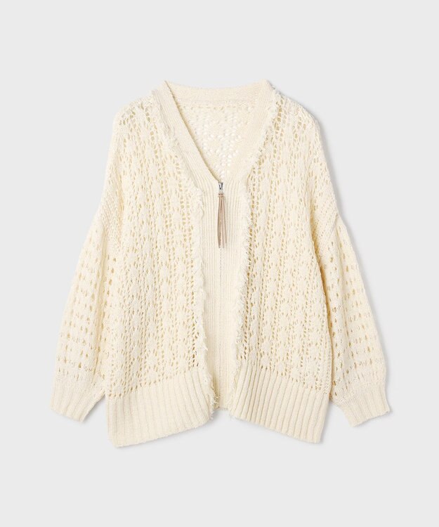 GRACE CONTINENTAL zipミドルニットカーディガン キナリ