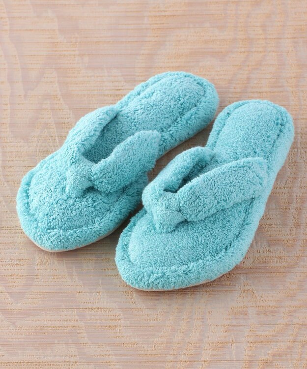 UCHINO タオルサンダルスリッパ「リラックス」【Mサイズ23-25cm】洗えるスリッパ グリーン