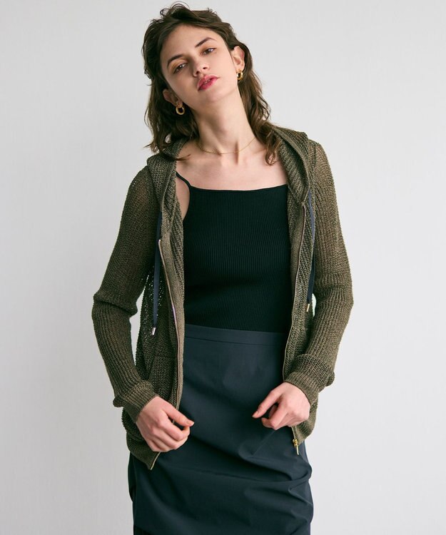 BEIGE， 【洗える】SENNA / インナーカップ付きリブニットキャミソール Black