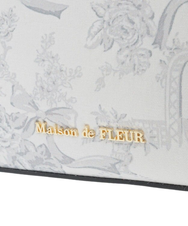Maison de FLEUR フラワーガーデンプリントスクエアトート Black