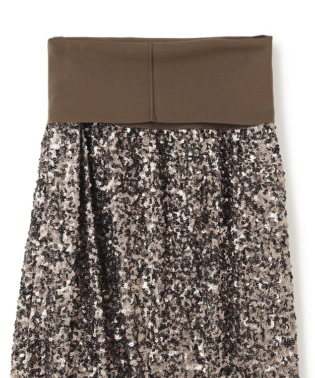 BEIGE， 【洗える】ALYSSUME / スパンコールストレッチニットスカート Khaki