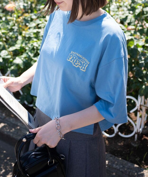 WEGO イラストモチーフグラフィックショートT サックス