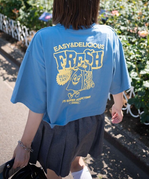 WEGO イラストモチーフグラフィックショートT サックス