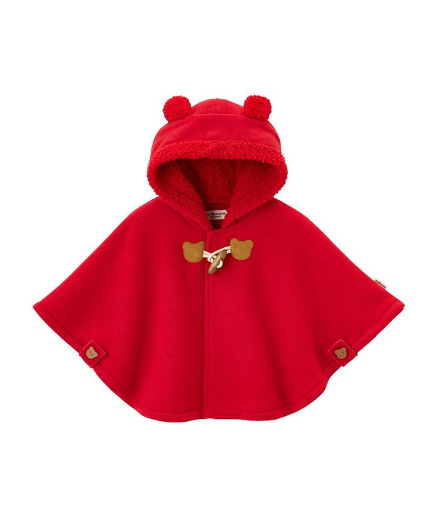 MIKI HOUSE HOT BISCUITS お耳付きボアフリース ダッフルマントギフトセット【BOX付き】 赤