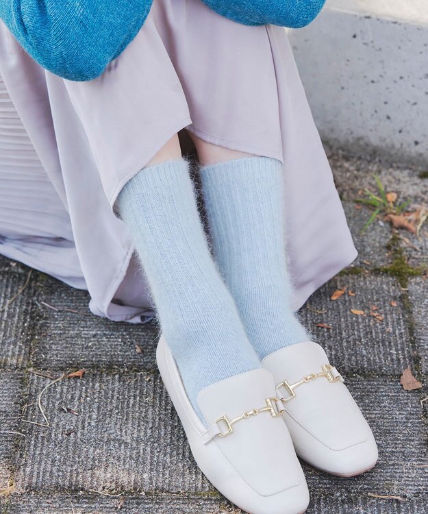 Tiaclasse アンゴラ混ウールソックス サックス