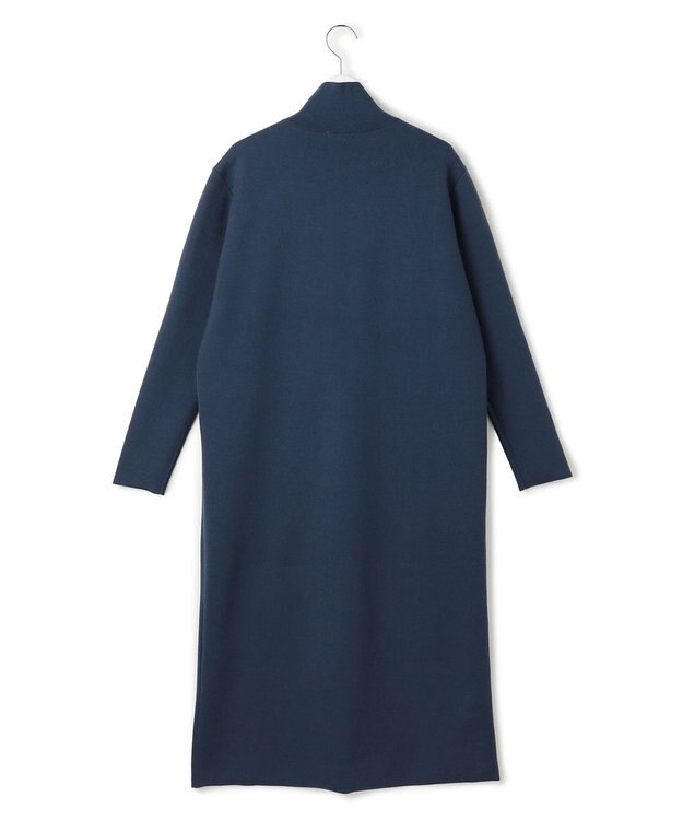 ICB 【洗える】 シルキーウールダブルフェイス ハイネックニットワンピース ブルーグレー