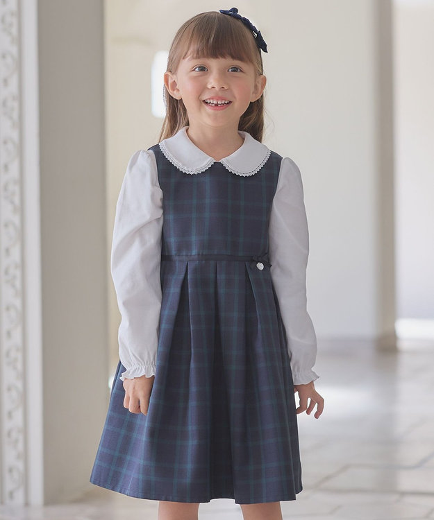 ANY KIDS チェック ジャンパースカート ブラックウォッチ