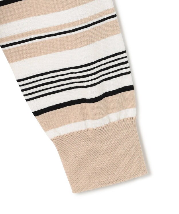 23区 【洗える】プレミアムビオコットン マルチボーダー カーディガン ブラックベース