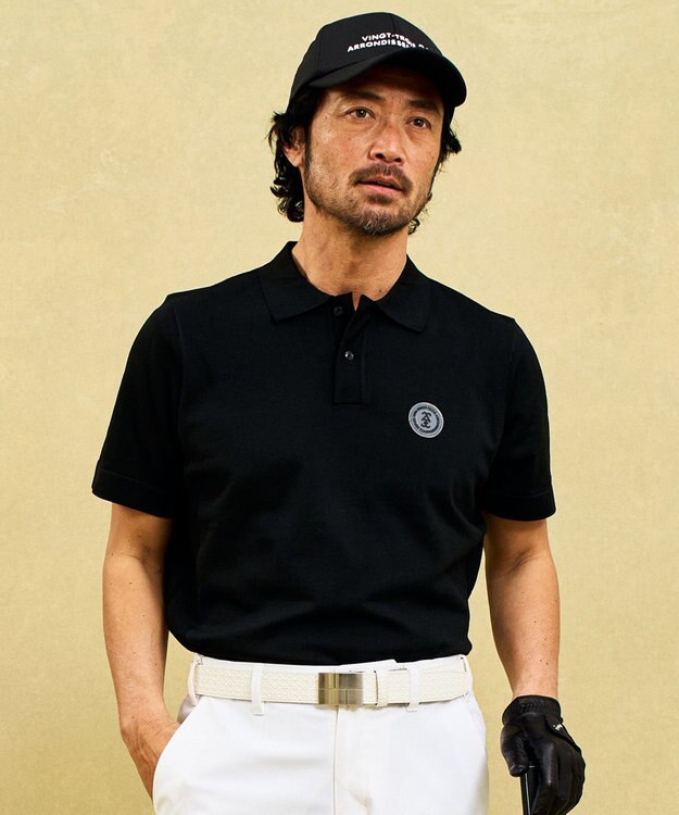 23区GOLF 【MEN】通気性抜群でムレにくい ニットポロシャツ ブラック系