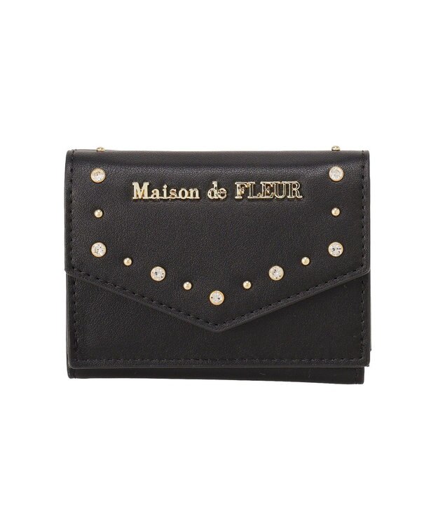 Maison de FLEUR ビジュースタッズプチウォレット Black