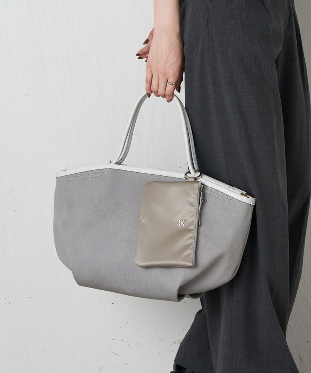 russet カラビナ付きスクエアフラットポーチ(Z-207) Gray