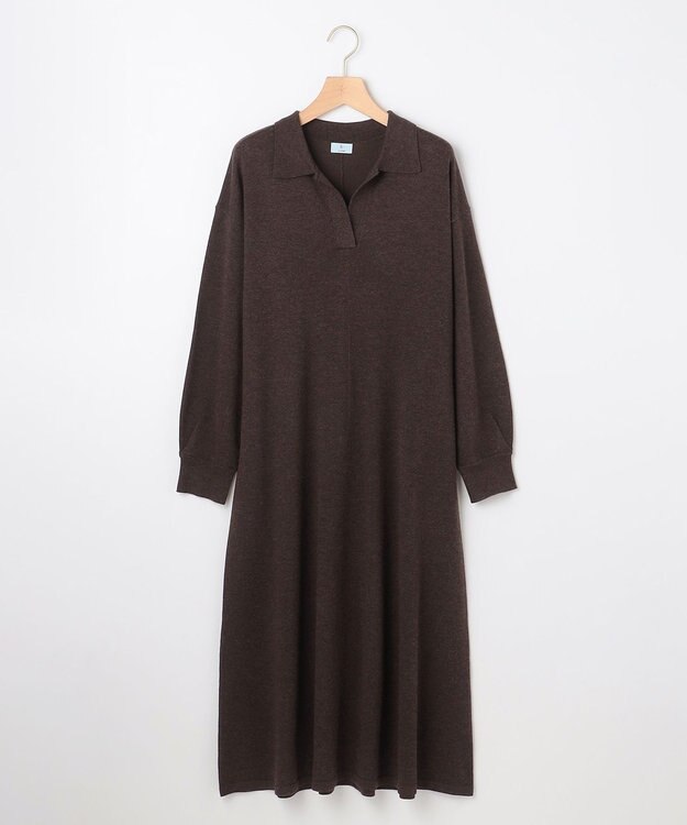 組曲 【加藤ローサさん着用】スキッパーニット ワンピース ダークブラウン系