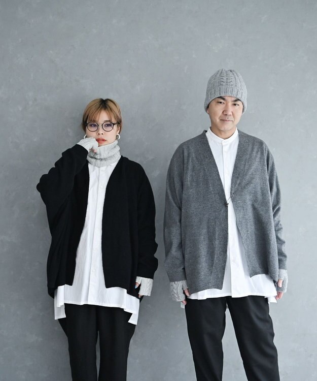 muuc 〈希少な素材〉〈高級15.5マイクロン長極細メリノウール100%〉〈ユニセックス〉ウルグアイウールのジャケットカーディガン グレー