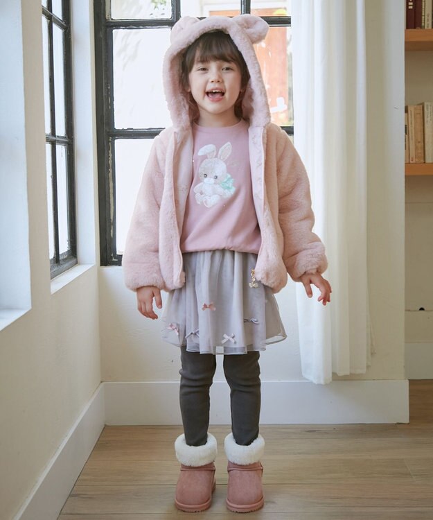 ANY KIDS アニマルプリントトレーナー ピンク×ウサギ