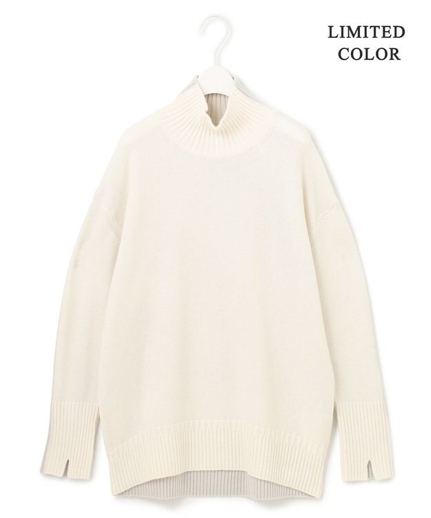 ICB 【新色追加・WEB限定カラーあり】 ソフトカシミヤミックス ハイネックニット オフホワイト×トープ系［WEB限定］