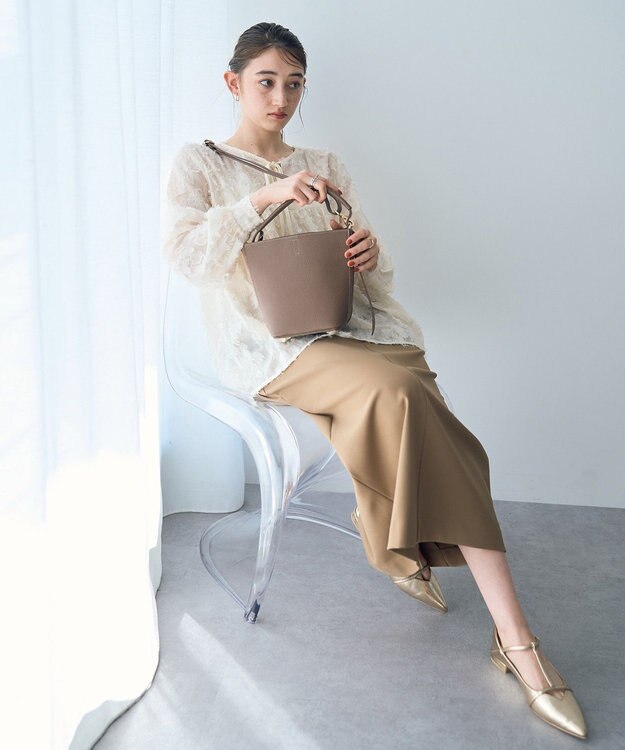 YECCA VECCA タイトロングスカート Gray Beige