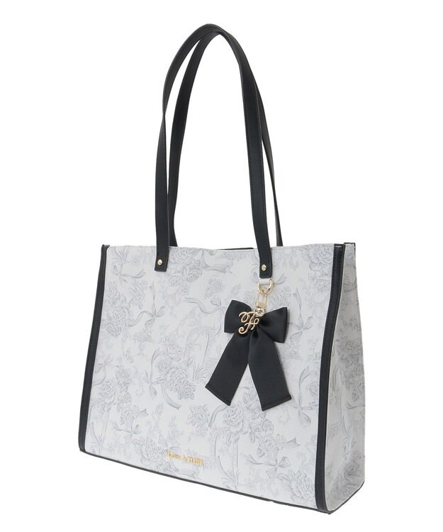 Maison de FLEUR フラワーガーデンプリントスクエアトート Black