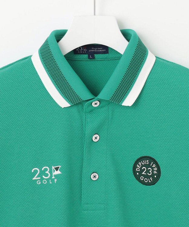 23区GOLF 【MEN】ライトハニカム 半袖ポロシャツ パイングリーン系