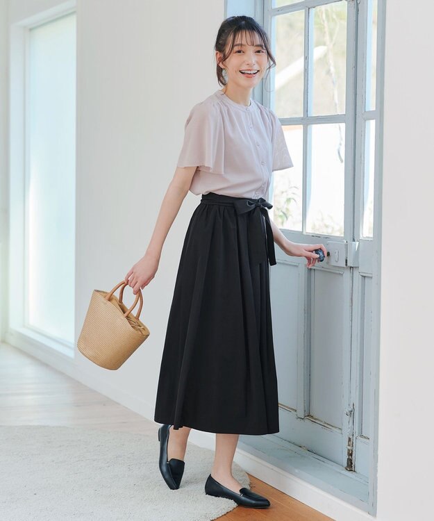 Tiaclasse 【セットアップ対応・洗える】シアーチェックブラウス グレー