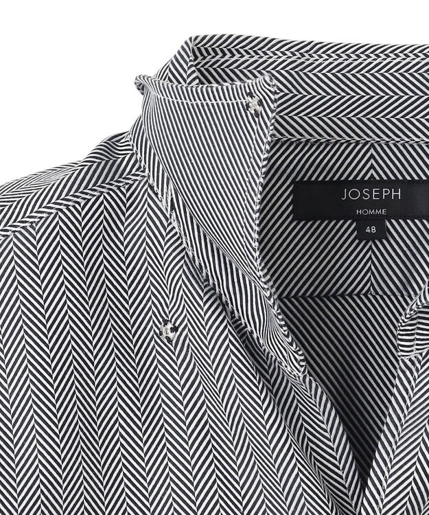 JOSEPH HOMME ツイルへリンボンクレイジー　イタリアンカラードレスシャツ ブラック系1