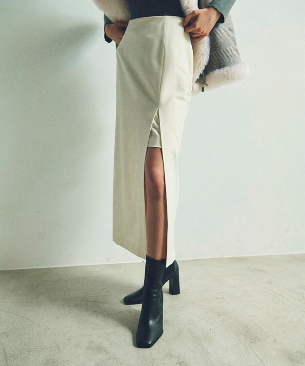 GRACE CONTINENTAL ペンシルスリットスカート ホワイト