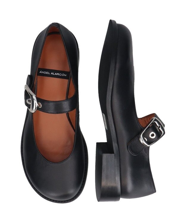 INTER-CHAUSSURES 【ANGEL ALARCON】オブリークトウストラップシューズ ブラック