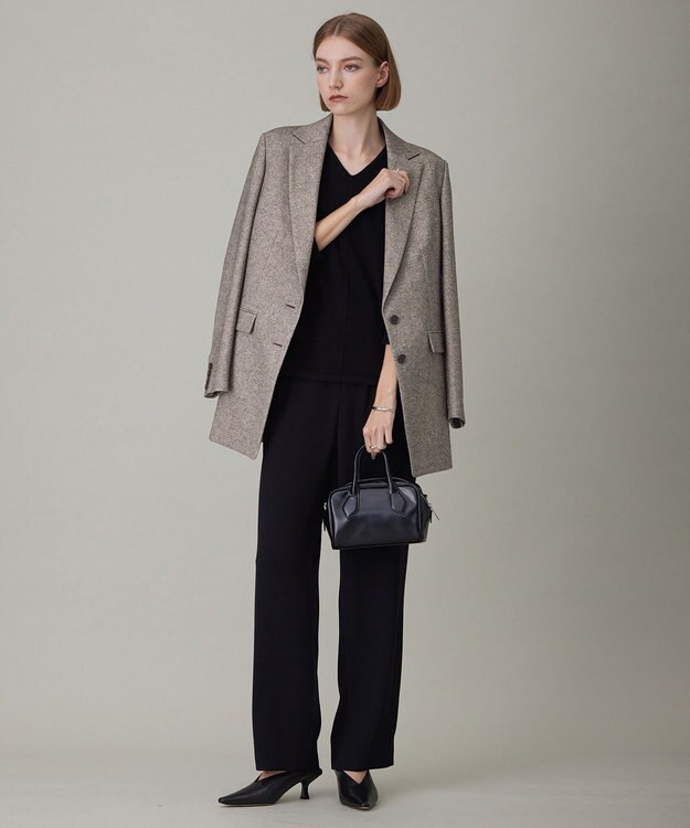 ICB L シックツイード テーラードジャケット ブラウンミックス系