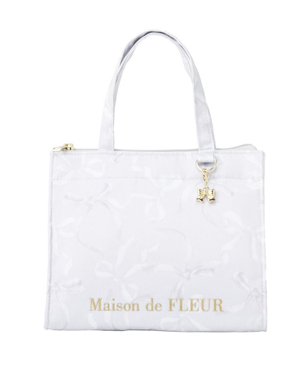 Maison de FLEUR 【保冷機能付き】リボン柄保冷バッグ Blue