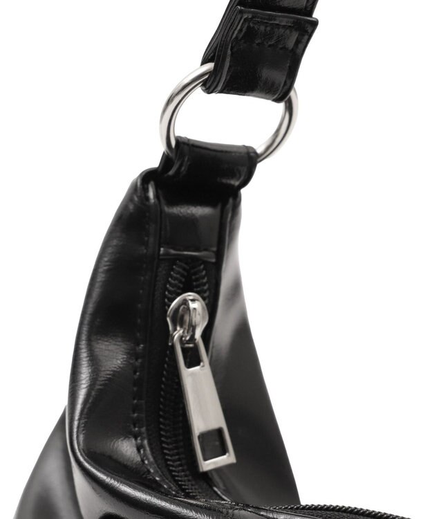 WEGO ギャザーリボンハーフムーンバッグ ブラック