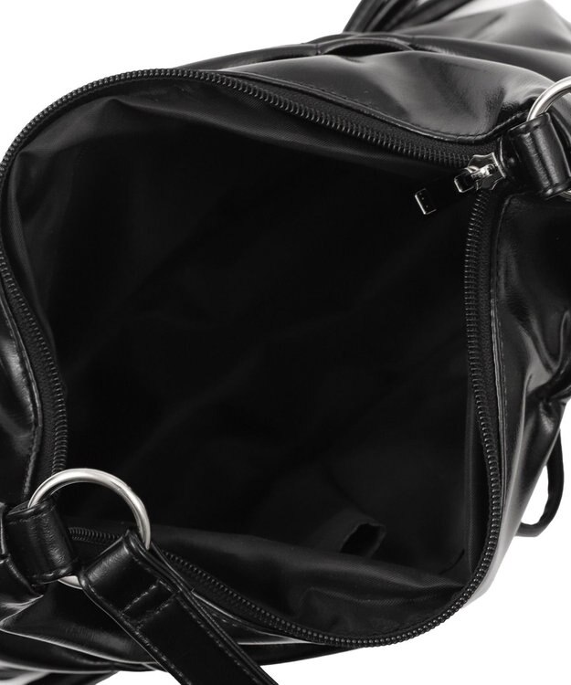 WEGO ギャザーリボンハーフムーンバッグ ブラック